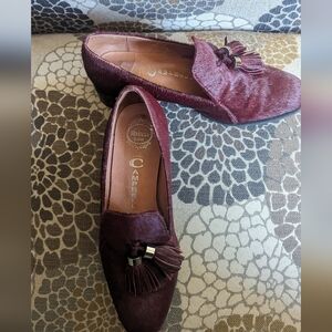 Jeffrey Campbell 'Lawford' burgundy pony hair tassel loafers